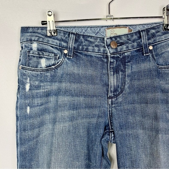 Paige Medium Wash Distressed Jimmy Jimmy Skinny Jeans 27 - Picture 3 of 4